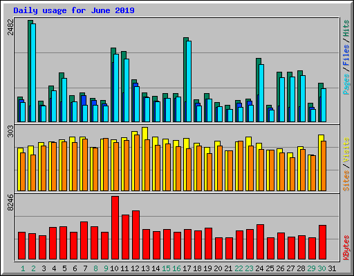 Daily usage for June 2019