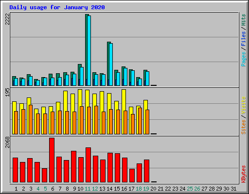 Daily usage for January 2020